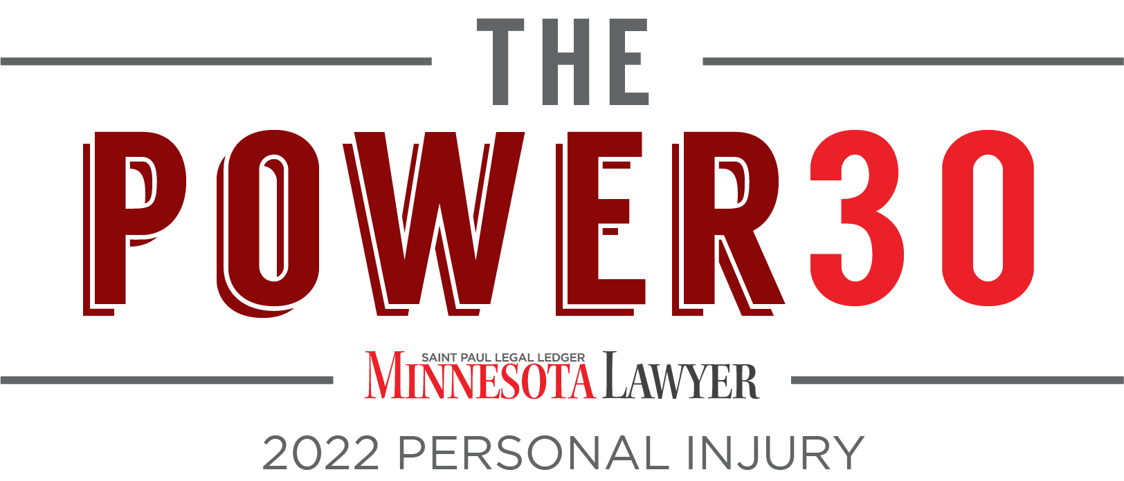 The POWER 30 Minnesota Lawyer 2022 Personal Injury