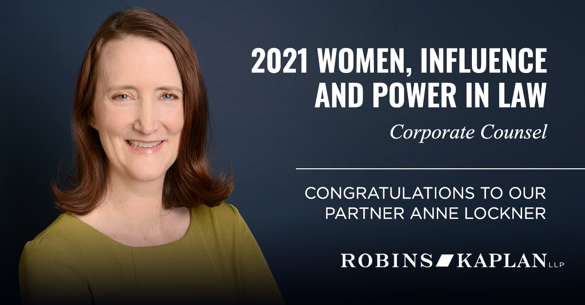 Anne Lockner Receives Corporate Counsel’s 2021 Women, Influence and ...